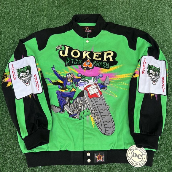 JH Designs Other - NWT VTG JH Designs Joker Jacket Men's 2XL Green DC Comics Nascar Racing Boxy